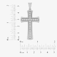 (G-H / Si1) Mens 1 CT. T.W. Lab Grown Diamond Stainless Steel Cross 24 Inch Pendant Necklace