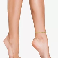 Womens 10K Gold 9 Inch Hollow Rope Ankle Bracelet