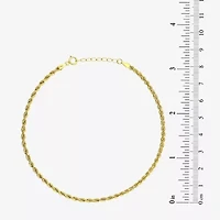 Womens 10K Gold 9 Inch Hollow Rope Ankle Bracelet