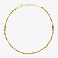 Womens 10K Gold 9 Inch Hollow Rope Ankle Bracelet