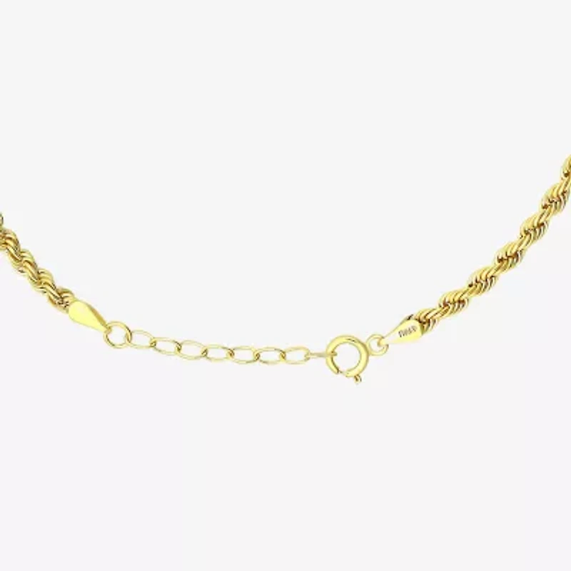 Womens 10K Gold 9 Inch Hollow Rope Ankle Bracelet