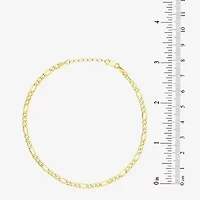 Womens 10K Gold 9 Inch Hollow Figaro Ankle Bracelet