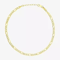 Womens 10K Gold 9 Inch Hollow Figaro Ankle Bracelet