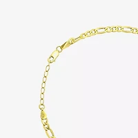 Womens 10K Gold 9 Inch Hollow Figaro Ankle Bracelet
