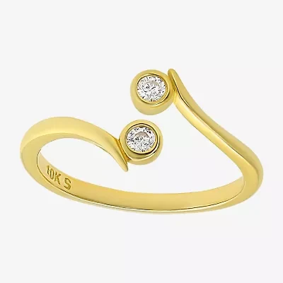 White Cubic Zirconia 10K Gold Adjustable Toe Ring