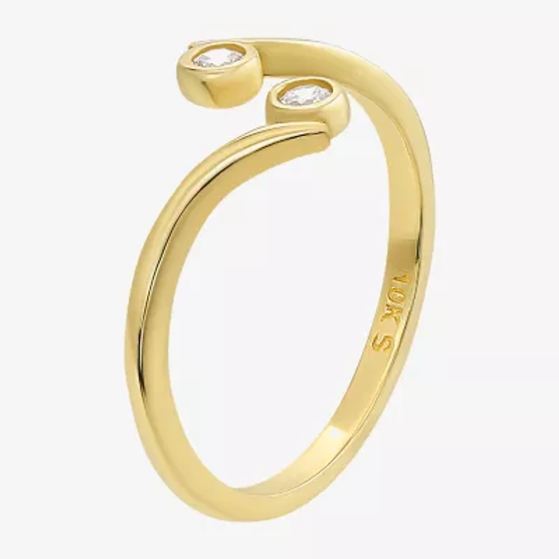 White Cubic Zirconia 10K Gold Adjustable Toe Ring