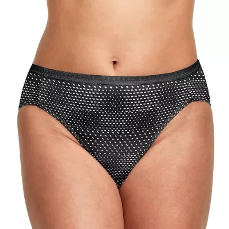 Hanes Ultimate™ Cool Comfort™ Cotton Ultra Soft Womens Average + Full Figure 6 Pack Cooling Multi-Pack High Cut Panty 43h6cc