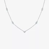 Yes Womens Lab Created White Sapphire Sterling Silver 18 Inch Pendant Necklace