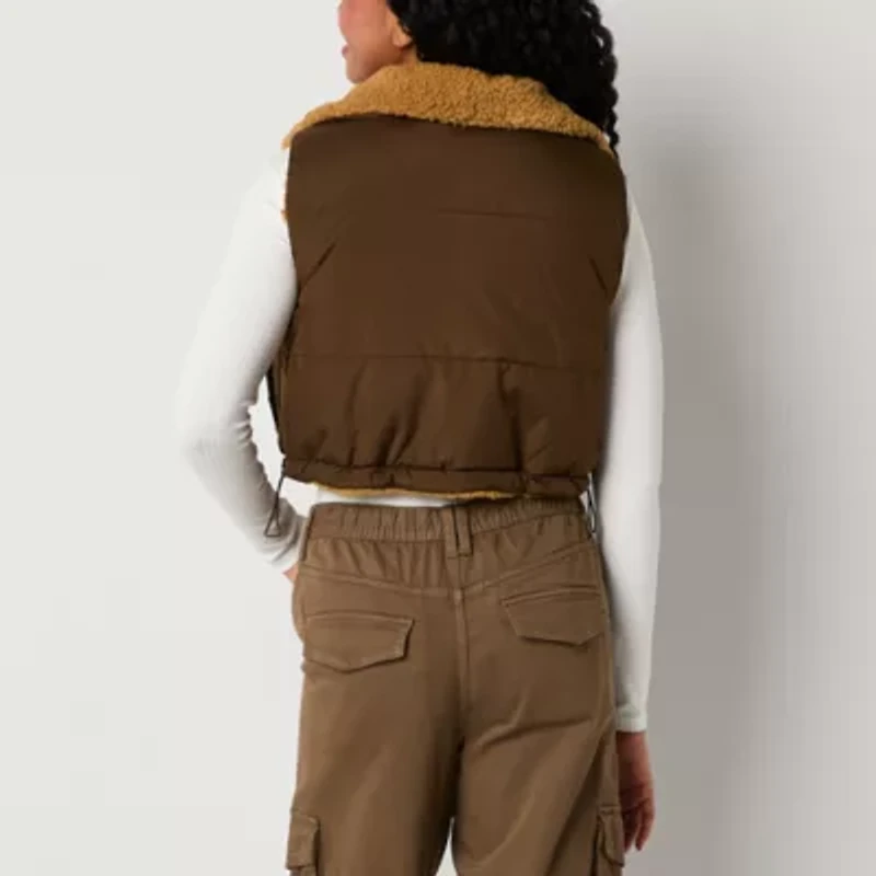 Arizona Sherpa Reversible Womens Juniors Reversible Heavyweight Puffer Vest