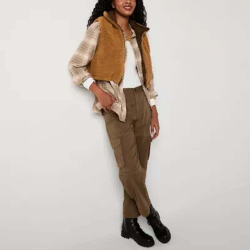 Arizona Sherpa Reversible Womens Juniors Reversible Heavyweight Puffer Vest