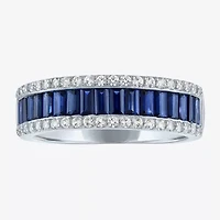 Womens Lab Created Gemstone Sterling Silver Band