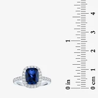 Womens Lab Created Gemstone Sterling Silver Halo Cocktail Ring