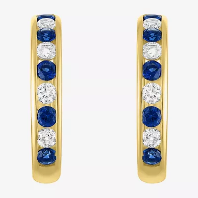 Lab Created Gemstone 14K Gold Over Silver 20mm Hoop Earrings