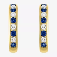 Lab Created Gemstone 14K Gold Over Silver 20mm Hoop Earrings