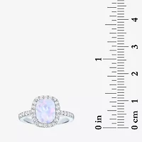 Womens Lab Created Gemstone Sterling Silver Halo Cocktail Ring