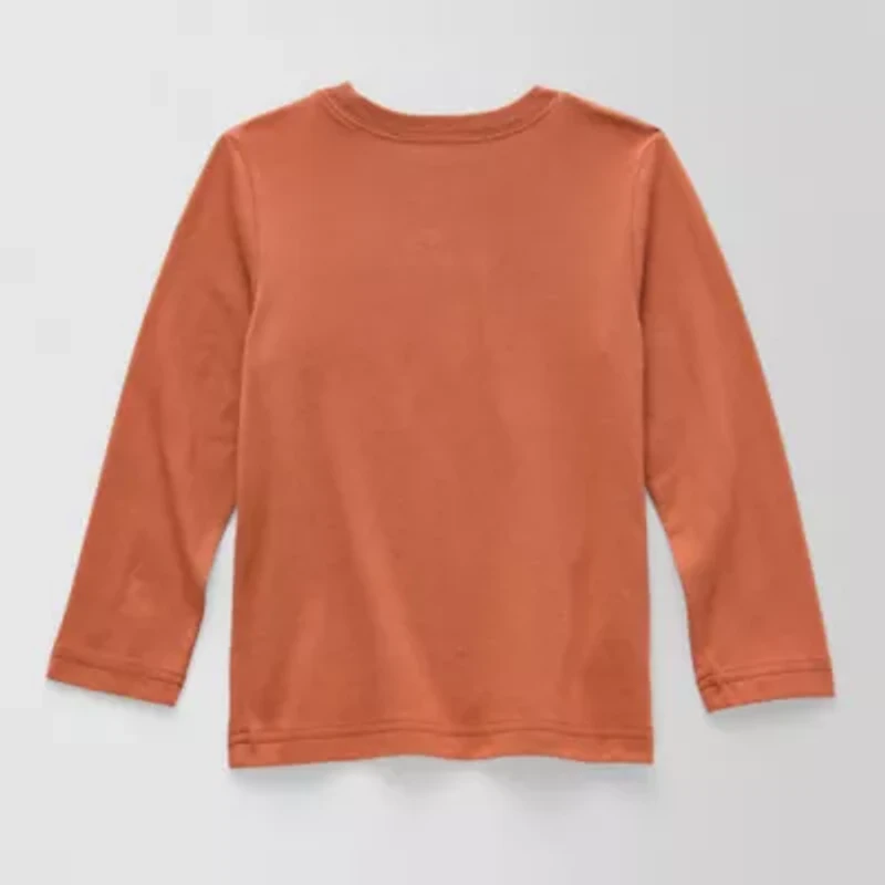 Okie Dokie Toddler & Little Boys Crew Neck Long Sleeve Regular Fit Graphic T-Shirt