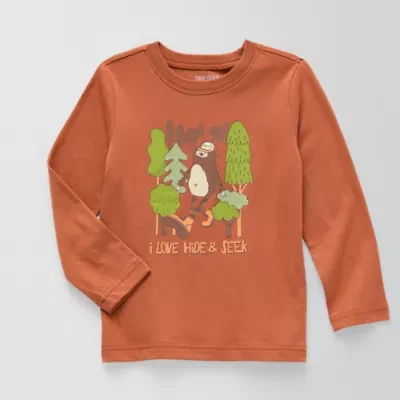 Okie Dokie Toddler & Little Boys Crew Neck Long Sleeve Regular Fit Graphic T-Shirt
