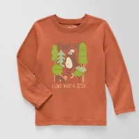 Okie Dokie Toddler & Little Boys Crew Neck Long Sleeve Regular Fit Graphic T-Shirt