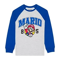 Little & Big Kid Boys Crew Neck Long Sleeve Regular Fit Super Mario Graphic T-Shirt