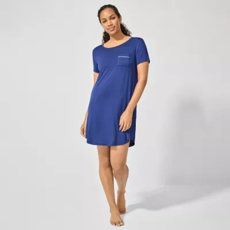 Liz Claiborne Cool and Calm Womens Crew Neck Short Sleeve Nightshirt