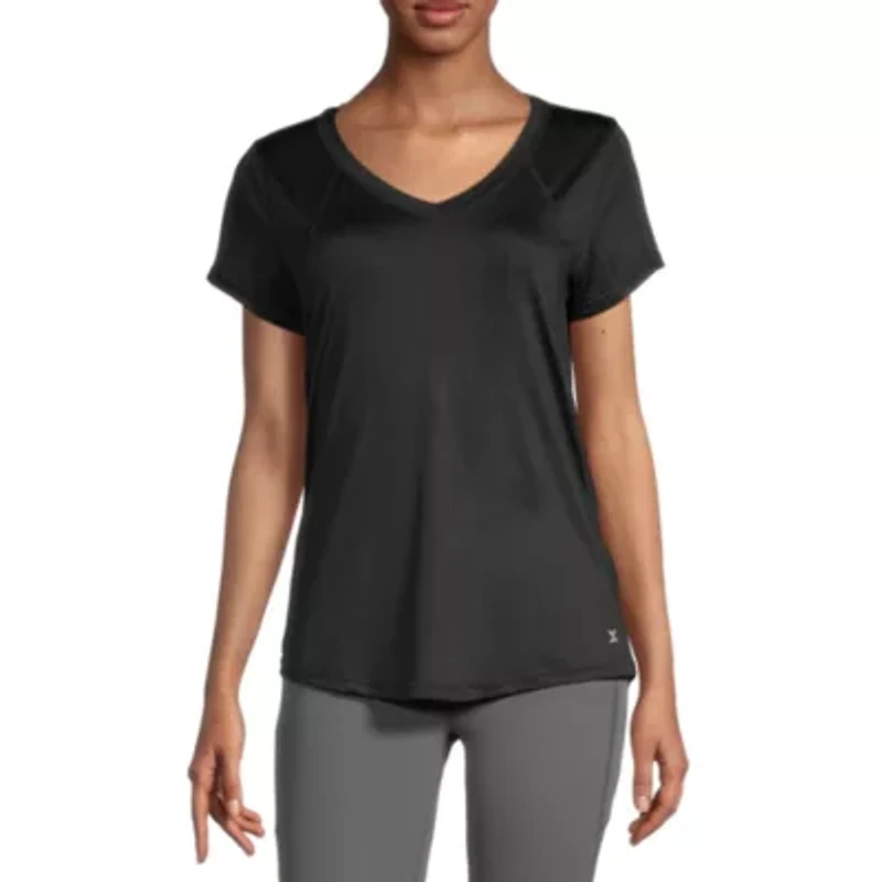 Xersion Womens Performance V Neck Short Sleeve T-Shirt Tall
