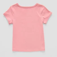 Okie Dokie Toddler & Little Girls U Neck Short Sleeve Regular Fit Graphic T-Shirt