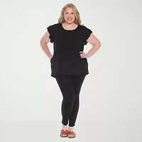 White Mark Plus Womens Round Neck Short Sleeve Tunic Top