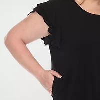 White Mark Plus Womens Round Neck Short Sleeve Tunic Top