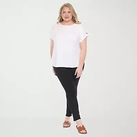 White Mark Plus Womens Round Neck Short Sleeve Tunic Top