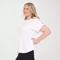 White Mark Plus Womens Round Neck Short Sleeve Tunic Top