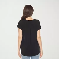White Mark Womens Round Neck Short Sleeve Tunic Top