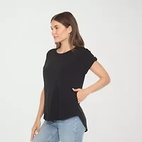 White Mark Womens Round Neck Short Sleeve Tunic Top