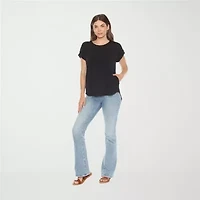 White Mark Womens Round Neck Short Sleeve Tunic Top