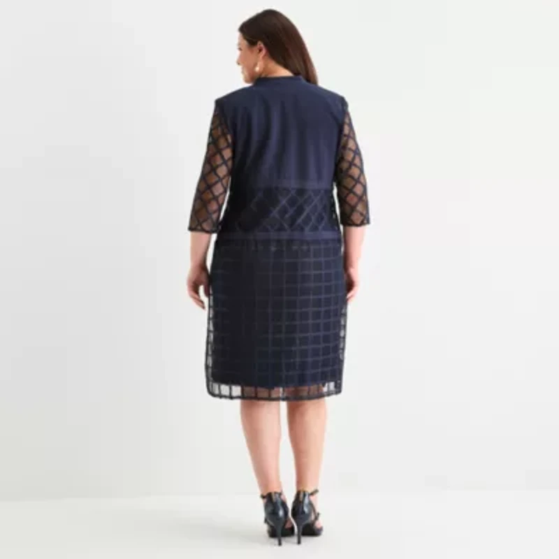 Maya Brooke Womens Plus Jacket Dress