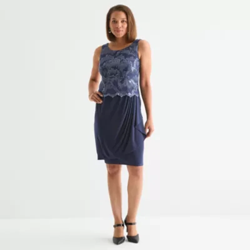 Maya Brooke Womens Embellished Jacket Dress