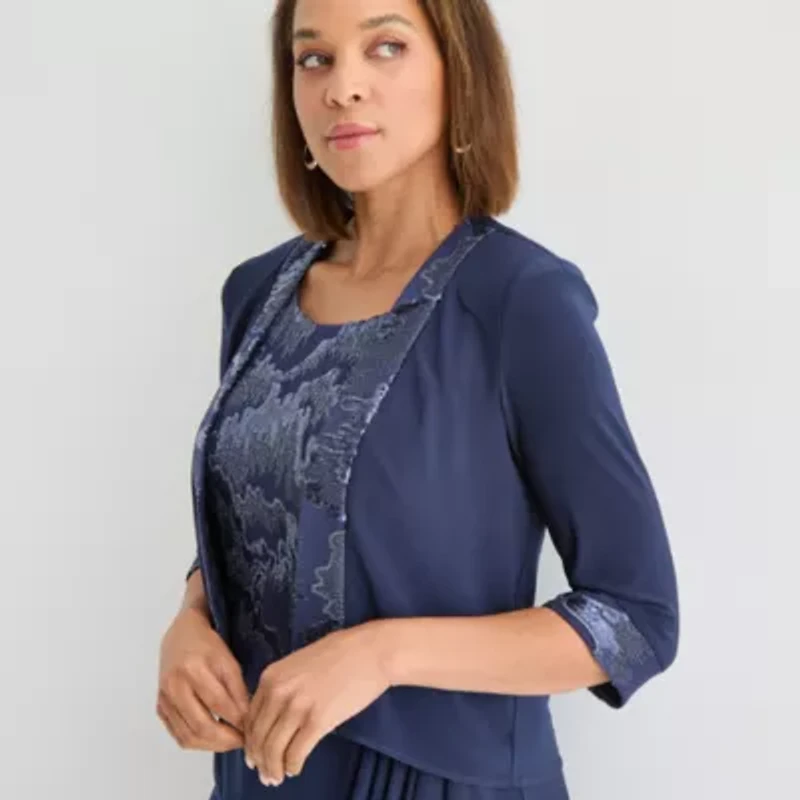 Maya Brooke Womens Embellished Jacket Dress