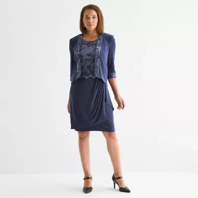 Maya Brooke Womens Embellished Jacket Dress