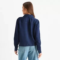 a.n.a Womens Cuffed Long Sleeve Regular Fit Button-Down Shirt