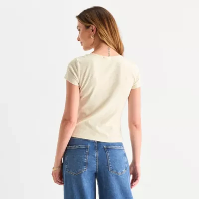 a.n.a Womens Sweetheart Neck Short Sleeve T-Shirt