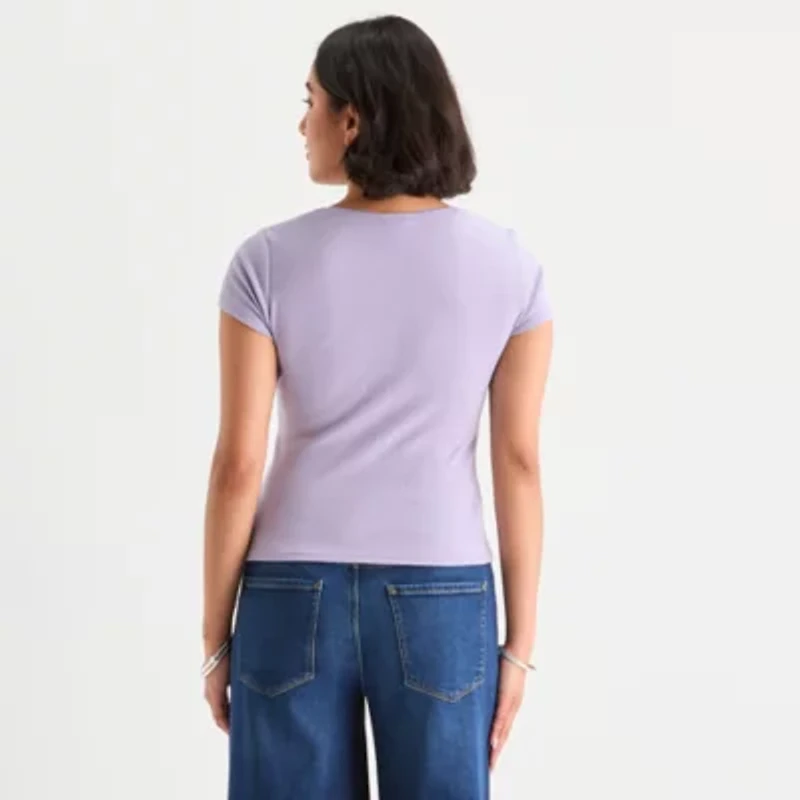 a.n.a Womens Sweetheart Neck Short Sleeve T-Shirt