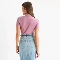 a.n.a Womens Mock Neck Short Sleeve T-Shirt