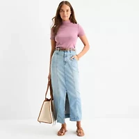 a.n.a Womens Mock Neck Short Sleeve T-Shirt