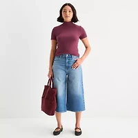 a.n.a Womens Mock Neck Short Sleeve T-Shirt