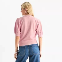 a.n.a Womens Crew Neck Elbow Sleeve Sweatshirt