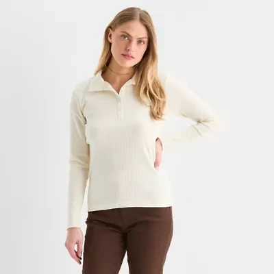 St. John's Bay Womens Long Sleeve Polo Shirt