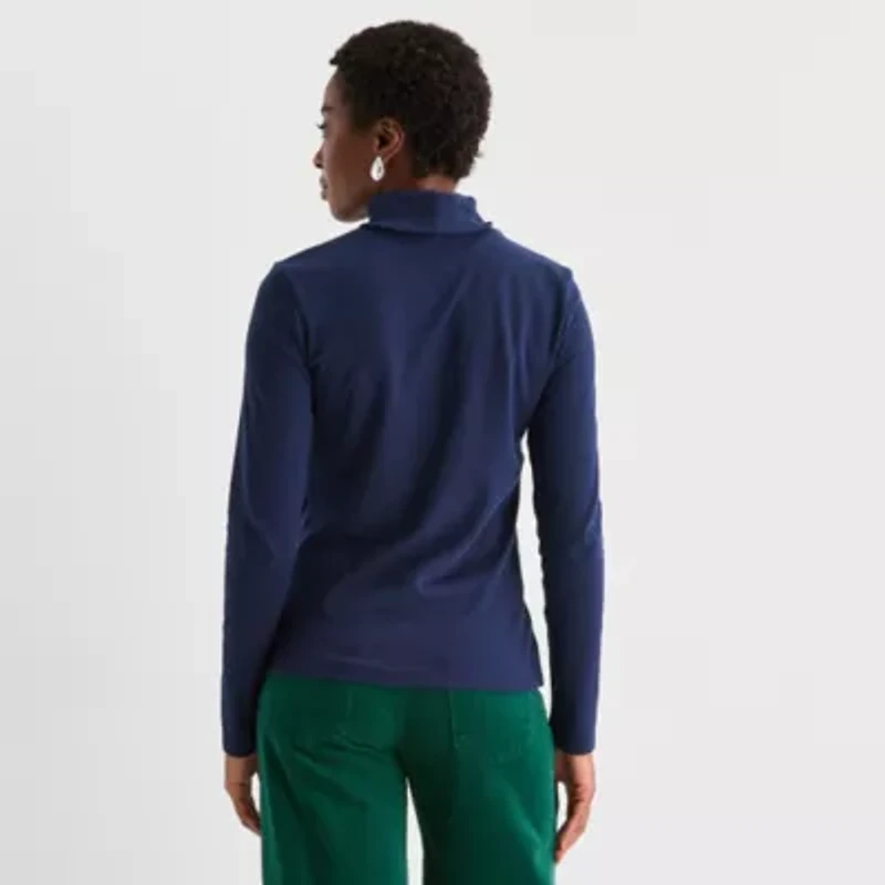 St. John's Bay Womens Turtleneck Long Sleeve T-Shirt
