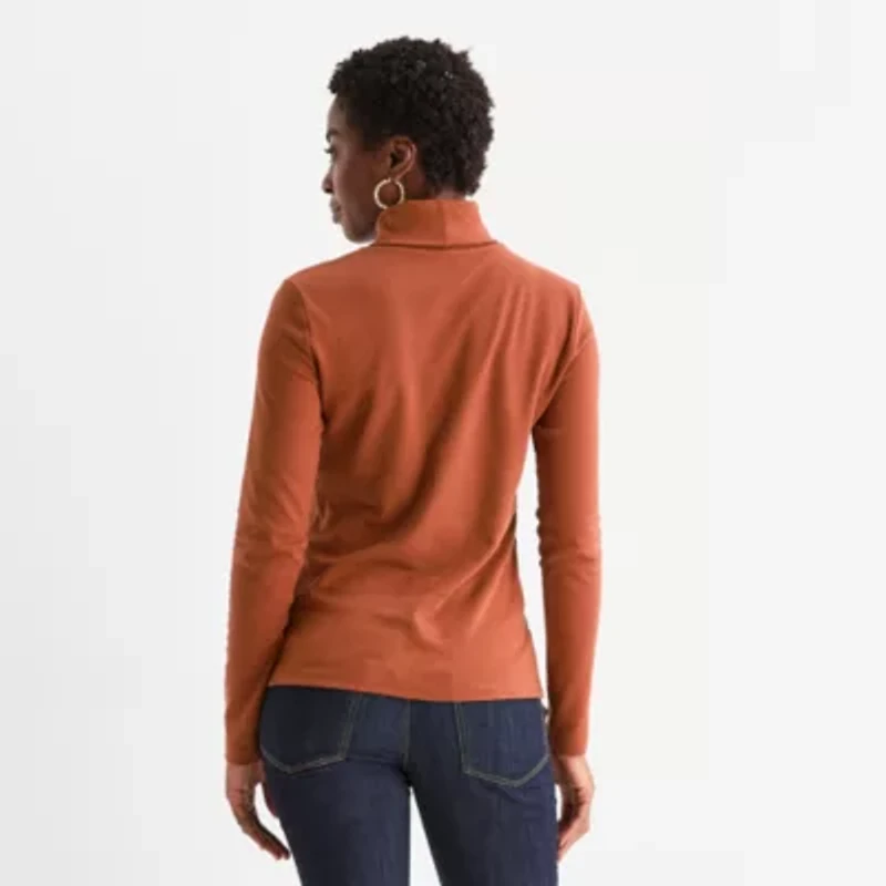 St. John's Bay Womens Turtleneck Long Sleeve T-Shirt