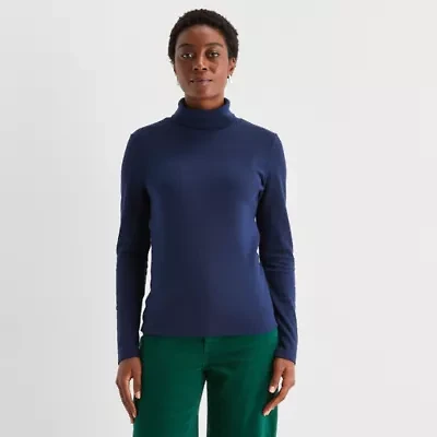 St. John's Bay Womens Turtleneck Long Sleeve T-Shirt