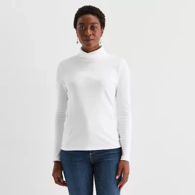 St. John's Bay Womens Turtleneck Long Sleeve T-Shirt