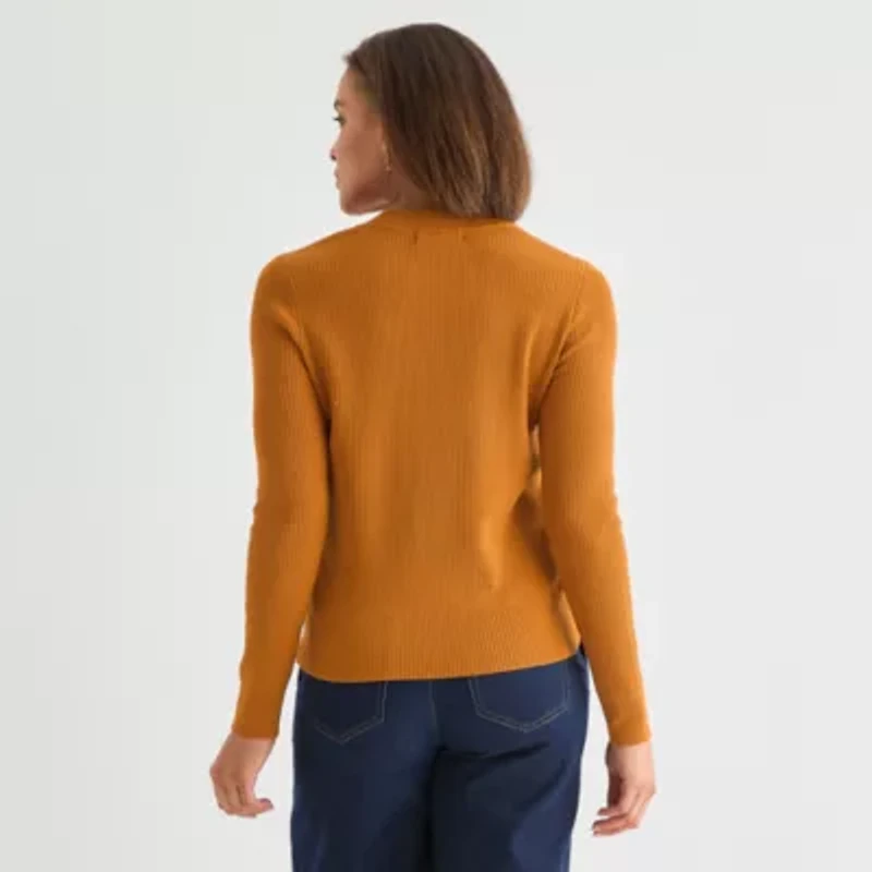 Liz Claiborne Womens Crew Neck Long Sleeve Pullover Sweater